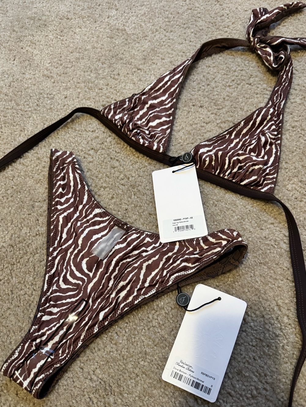 x Réalisation Par Frank Reversible Bikini Top & bottom - Python/Animal - Picture 5 of 6